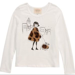 NWT Girls HANNAH BANANA Faux Fur Trim Graphic Tee